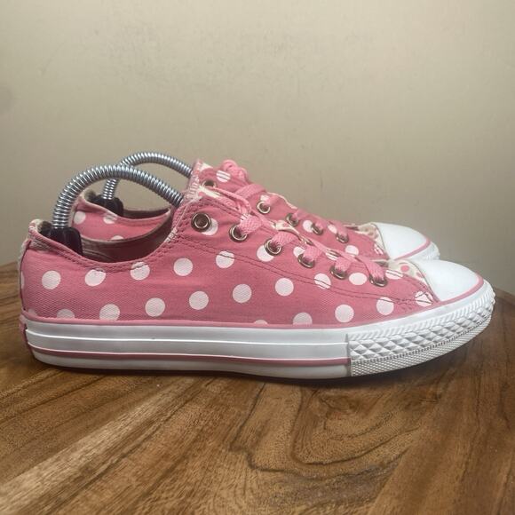 Converse All Star Womens Pink And White Polka Dot Minnie Mouse Size 7 Shoes - Picture 1 of 11